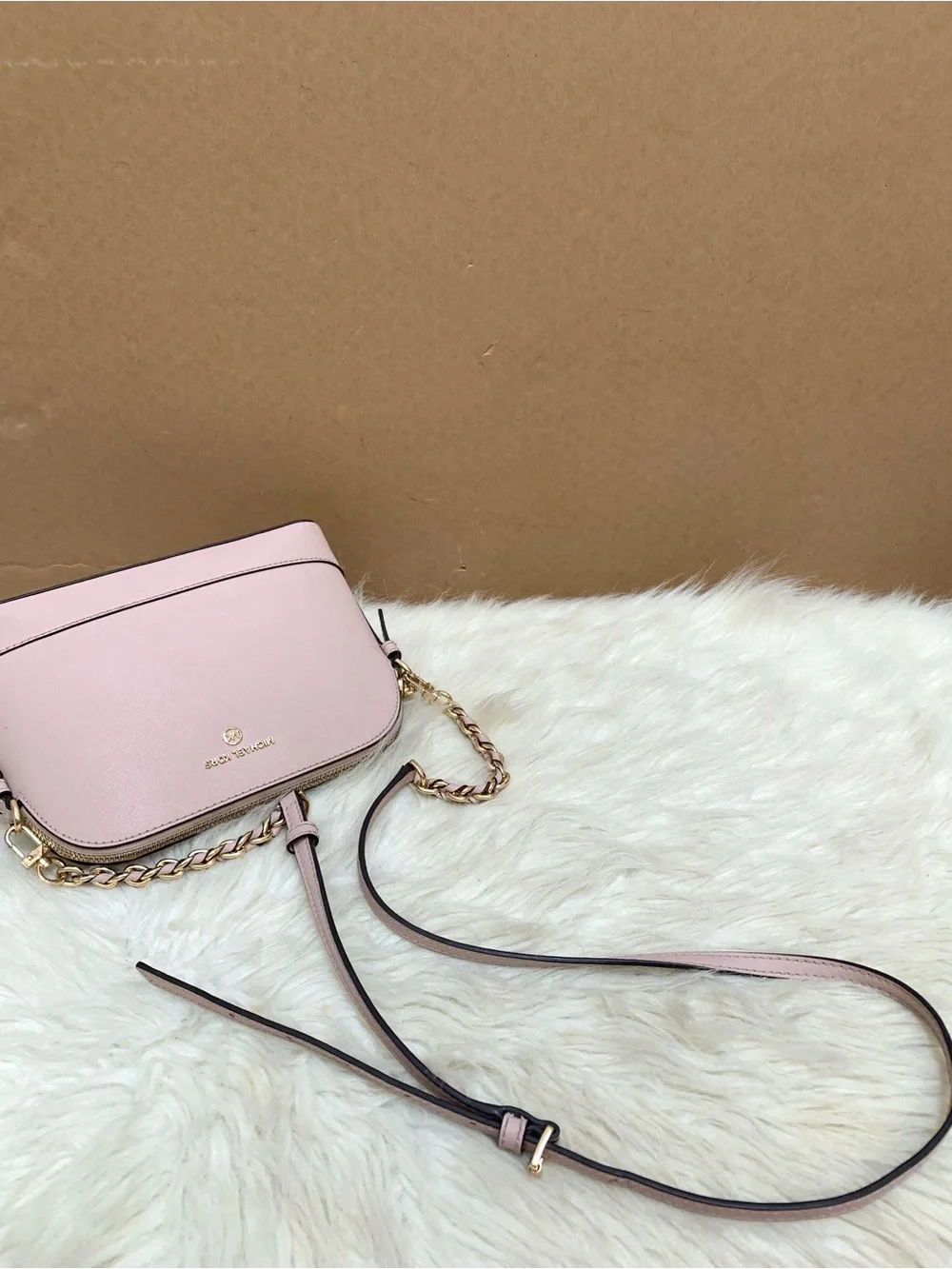 Michael Kors Soft Pink Saffiano Leather Charm Dome Chain Crossbody - Picture 11 of 16